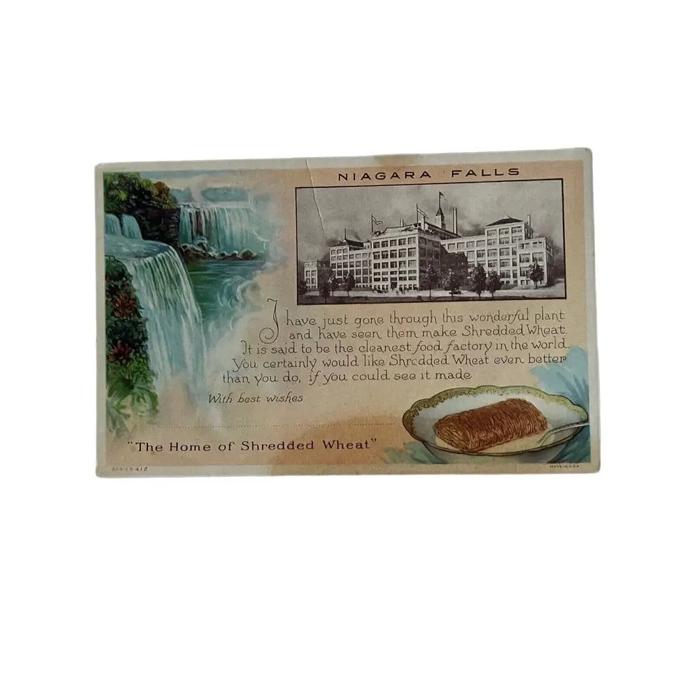 Antique Ad Postcard Shredded Wheat Ephemera Litho Print Niagara Falls New York